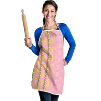 Hawaii Shell Tiare Anthurium Heliconia Lei Apron With Tapa Pattern Baby Pink