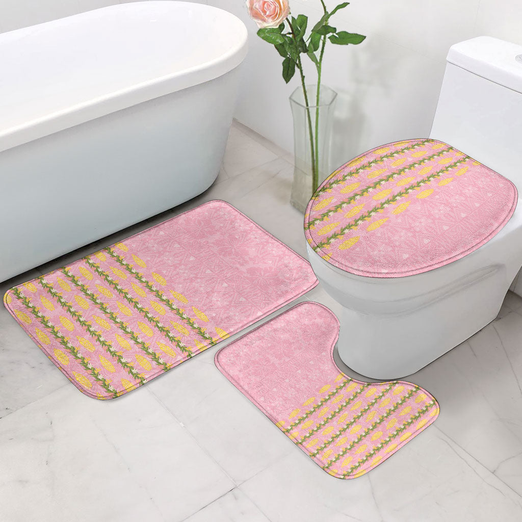 Hawaii Shell Tiare Anthurium Heliconia Lei Bathroom Set With Tapa Pattern Baby Pink