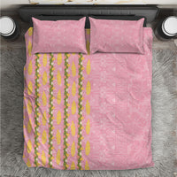 Hawaii Shell Tiare Anthurium Heliconia Lei Bedding Set With Tapa Pattern Baby Pink