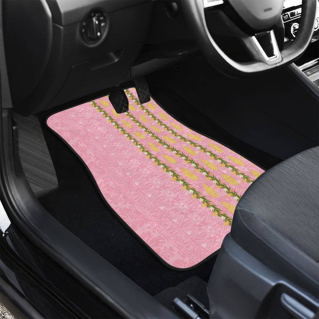 Hawaii Shell Tiare Anthurium Heliconia Lei Car Mats With Tapa Pattern Baby Pink