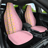 Hawaii Shell Tiare Anthurium Heliconia Lei Car Seat Cover With Tapa Pattern Baby Pink