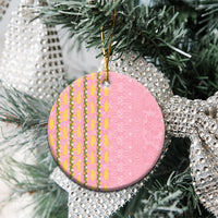 Hawaii Shell Tiare Anthurium Heliconia Lei Ceramic Ornament With Tapa Pattern Baby Pink LT05 - Polynesian Pride