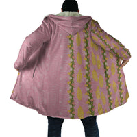 Hawaii Shell Tiare Anthurium Heliconia Lei Cloak With Tapa Pattern Baby Pink