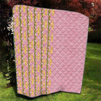 Hawaii Shell Tiare Anthurium Heliconia Lei Quilt With Tapa Pattern Baby Pink