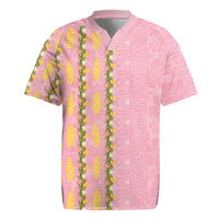 Hawaii Shell Tiare Anthurium Heliconia Lei Rugby Jersey With Tapa Pattern Baby Pink
