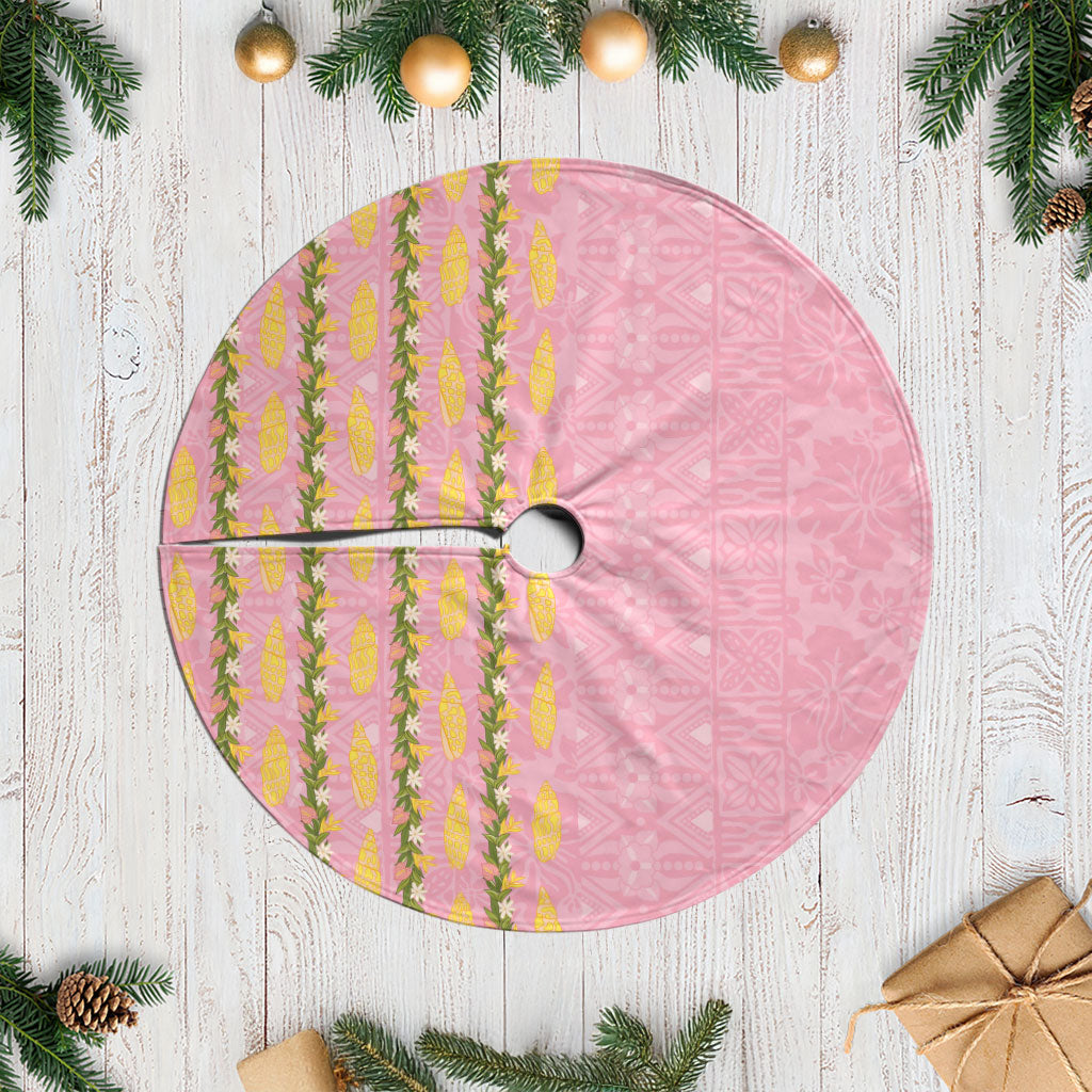 Hawaii Shell Tiare Anthurium Heliconia Lei Tree Skirt With Tapa Pattern Baby Pink LT05 Casual Pink - Polynesian Pride