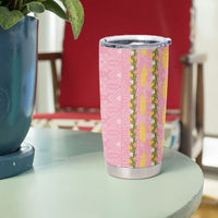 Hawaii Shell Tiare Anthurium Heliconia Lei Tumbler Cup With Tapa Pattern Baby Pink
