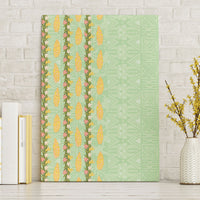 Hawaii Shell Tiare Anthurium Heliconia Lei Canvas Wall Art With Tapa Pattern Baby Green