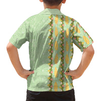 Hawaii Shell Tiare Anthurium Heliconia Lei Family Matching Summer Maxi Dress and Hawaiian Shirt With Tapa Pattern Baby Green