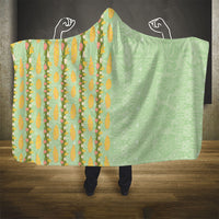 Hawaii Shell Tiare Anthurium Heliconia Lei Hooded Blanket With Tapa Pattern Baby Green