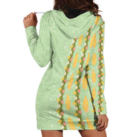 Hawaii Shell Tiare Anthurium Heliconia Lei Hoodie Dress With Tapa Pattern Baby Green