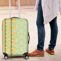Hawaii Shell Tiare Anthurium Heliconia Lei Luggage Cover With Tapa Pattern Baby Green