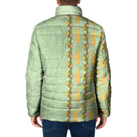 Hawaii Shell Tiare Anthurium Heliconia Lei Padded Jacket With Tapa Pattern Baby Green