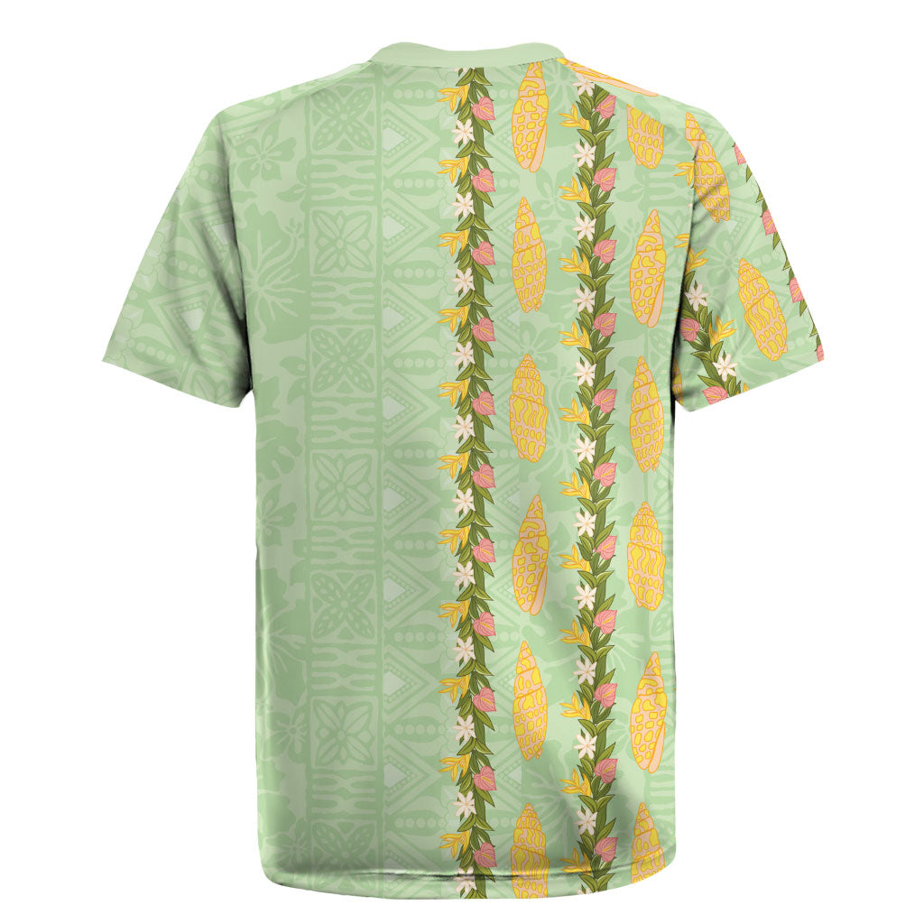 Hawaii Shell Tiare Anthurium Heliconia Lei Rugby Jersey With Tapa Pattern Baby Green