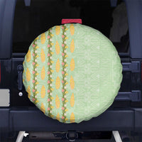 Hawaii Shell Tiare Anthurium Heliconia Lei Spare Tire Cover With Tapa Pattern Baby Green