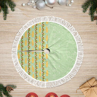 Hawaii Shell Tiare Anthurium Heliconia Lei Tree Skirt With Tapa Pattern Baby Green LT05 Fringed Green - Polynesian Pride