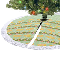 Hawaii Shell Tiare Anthurium Heliconia Lei Tree Skirt With Tapa Pattern Baby Green LT05 - Polynesian Pride
