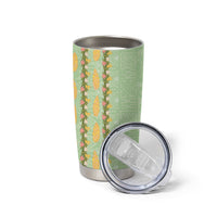 Hawaii Shell Tiare Anthurium Heliconia Lei Tumbler Cup With Tapa Pattern Baby Green