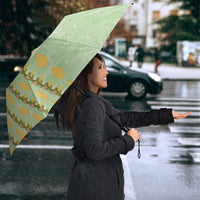 Hawaii Shell Tiare Anthurium Heliconia Lei Umbrella With Tapa Pattern Baby Green
