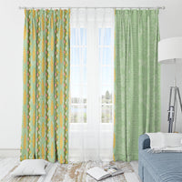 Hawaii Shell Tiare Anthurium Heliconia Lei Window Curtain With Tapa Pattern Baby Green