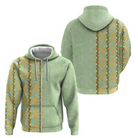 Hawaii Shell Tiare Anthurium Heliconia Lei Zip Hoodie With Tapa Pattern Baby Green