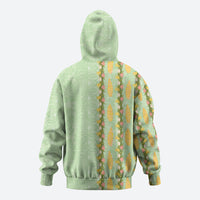 Hawaii Shell Tiare Anthurium Heliconia Lei Zip Hoodie With Tapa Pattern Baby Green