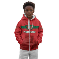 Custom Morocco Football 2026 Kid Hoodie Atlas Lions Breathtaking Victory Red Version