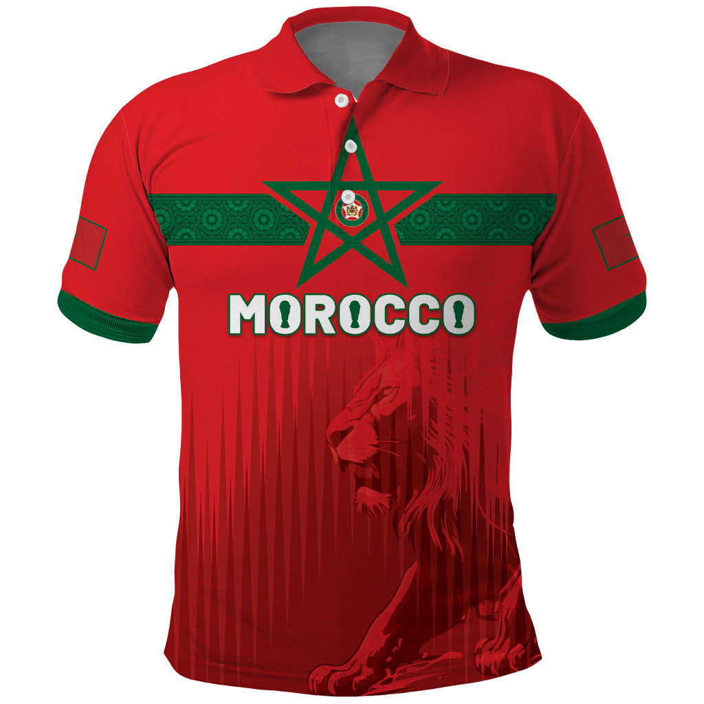 Custom Morocco Football 2026 Polo Shirt Atlas Lions Breathtaking Victory Red Version LT05 Red - Polynesian Pride