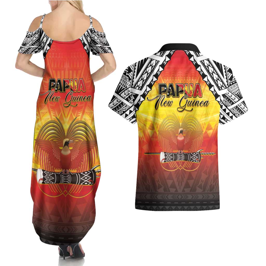 Papua New Guinea 49th Independence Day Couples Matching Summer Maxi Dress and Hawaiian Shirt One People One Nation One PNG