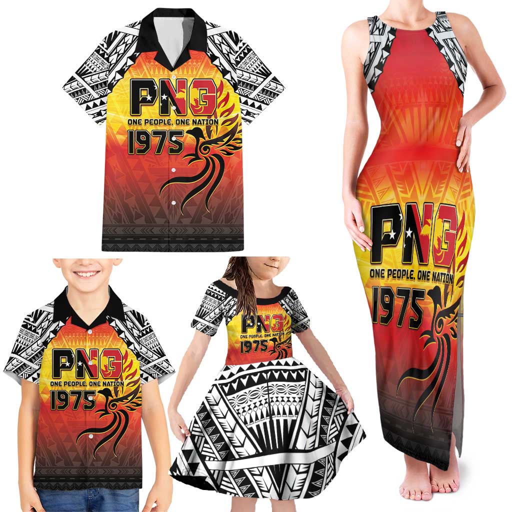Papua New Guinea 49th Independence Day Family Matching Tank Maxi Dress and Hawaiian Shirt One People One Nation One PNG