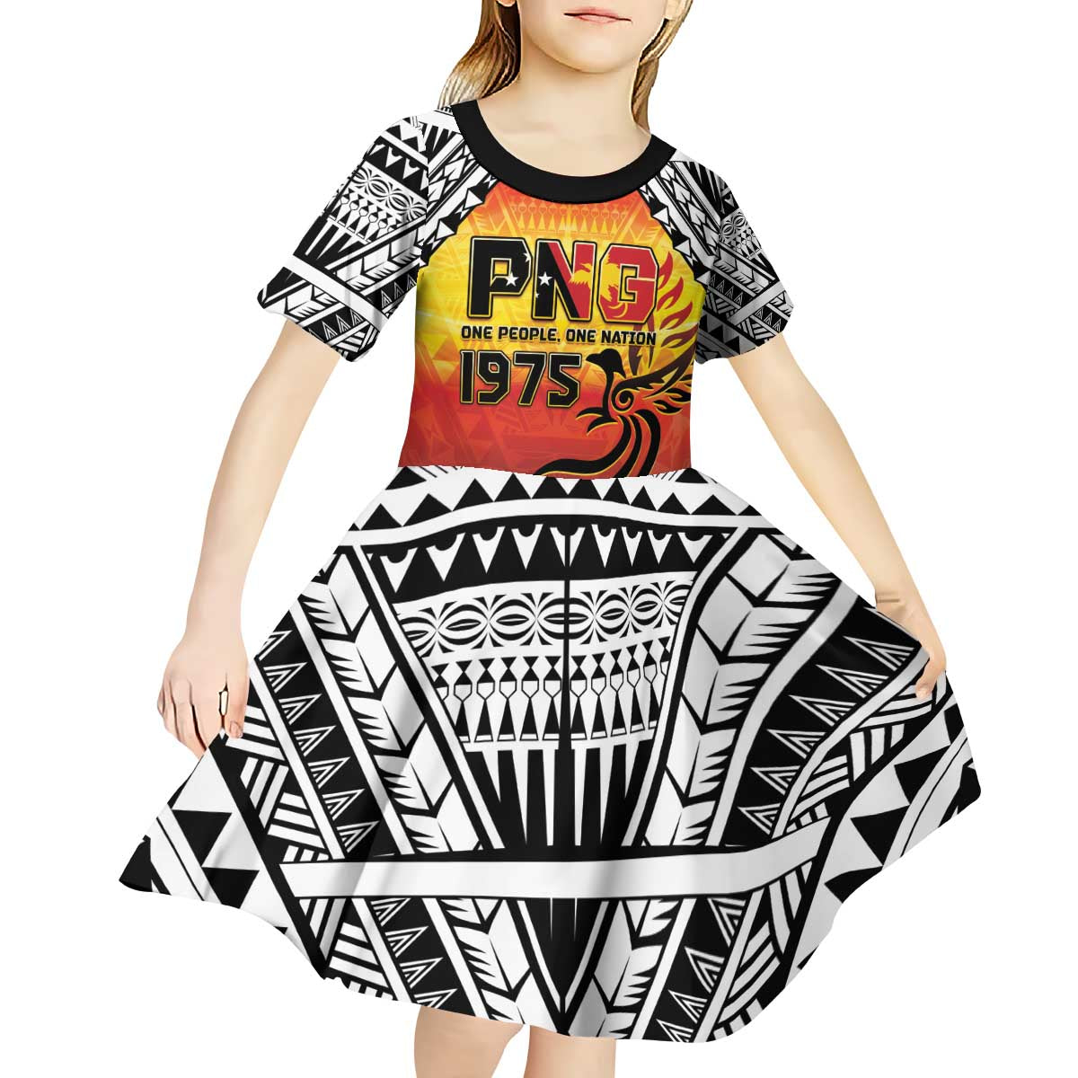 Papua New Guinea 49th Independence Day Kid Short Sleeve Dress One People One Nation One PNG