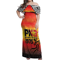 Papua New Guinea 49th Independence Day Off Shoulder Maxi Dress One People One Nation One PNG