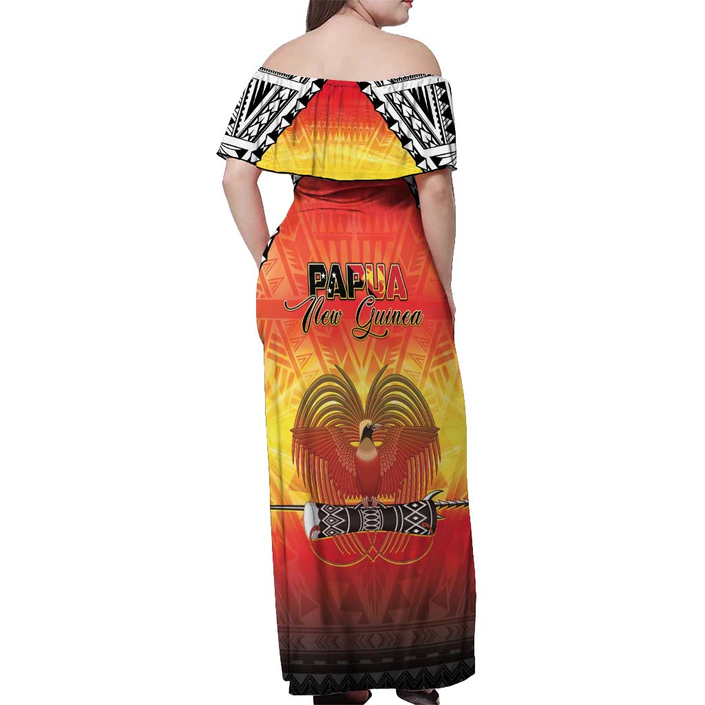 Papua New Guinea 49th Independence Day Off Shoulder Maxi Dress One People One Nation One PNG