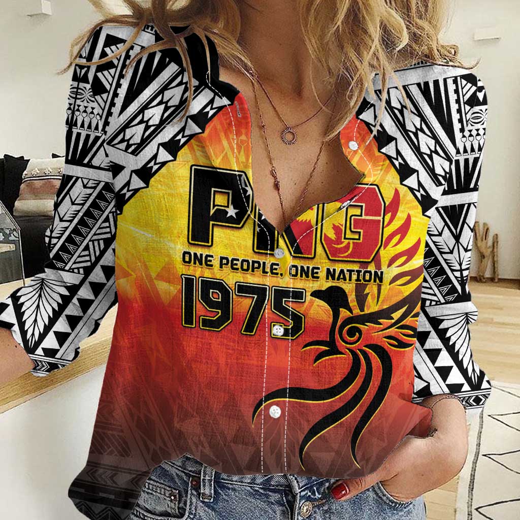 Papua New Guinea 50th Independence Day Women Casual Shirt One People One Nation One PNG LT05 Female Yellow - Polynesian Pride