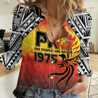 Papua New Guinea 50th Independence Day Women Casual Shirt One People One Nation One PNG LT05 Female Yellow - Polynesian Pride