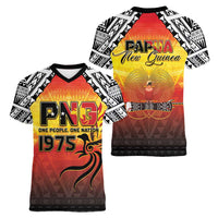 Papua New Guinea 50th Independence Day Women V-Neck T-Shirt One People One Nation One PNG LT05 - Polynesian Pride