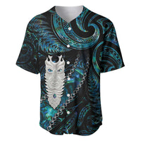 New Zealand Aotearoa Baseball Jersey Maori Tane Te Waiora Paua Shell Glitter Turquoise