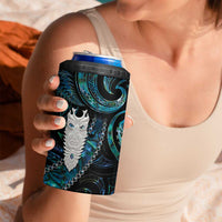 New Zealand Aotearoa 4 in 1 Can Cooler Tumbler Maori Tane Te Waiora Paua Shell Glitter Turquoise