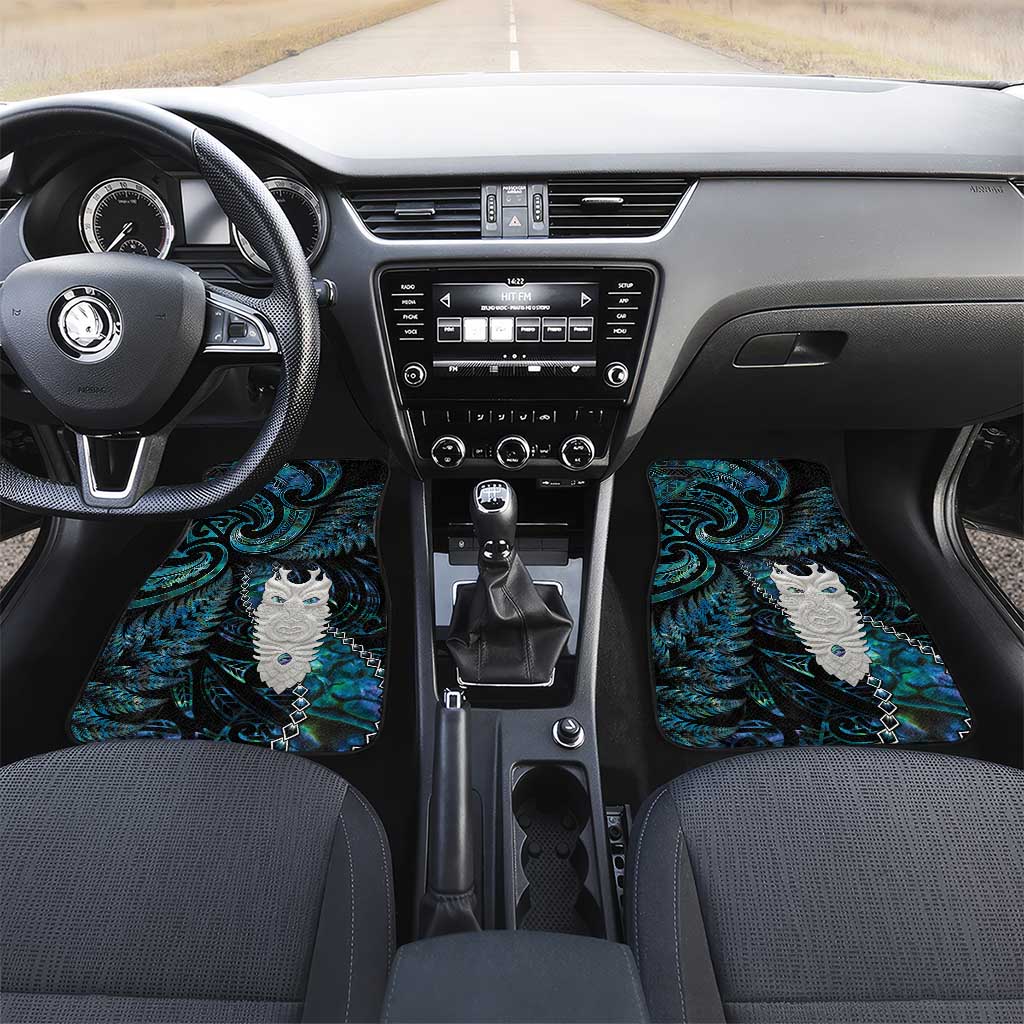 New Zealand Aotearoa Car Mats Maori Tane Te Waiora Paua Shell Glitter Turquoise