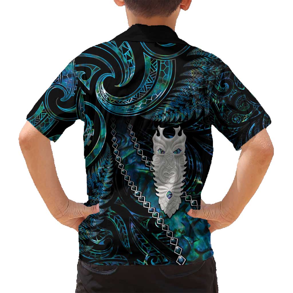 New Zealand Aotearoa Family Matching Long Sleeve Bodycon Dress and Hawaiian Shirt Maori Tane Te Waiora Paua Shell Glitter Turquoise LT05 - Polynesian Pride