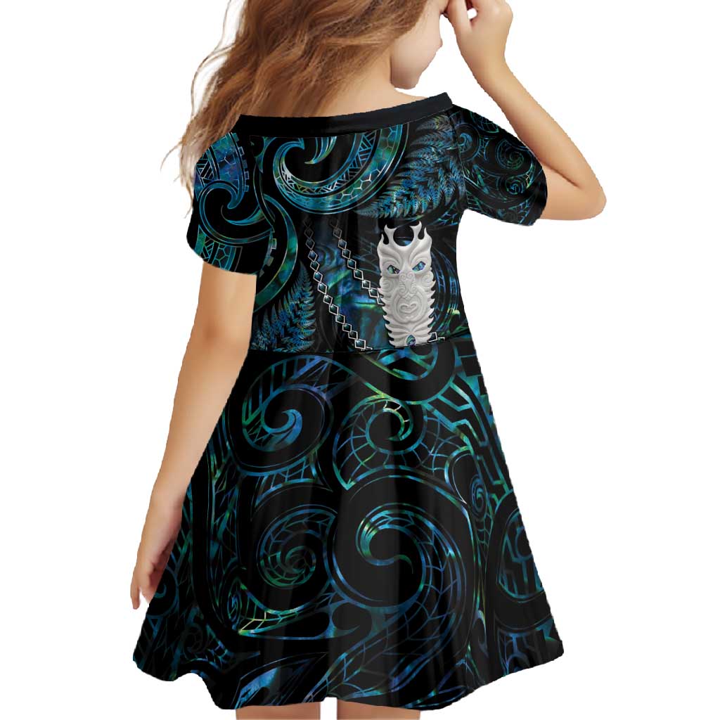 New Zealand Aotearoa Family Matching Long Sleeve Bodycon Dress and Hawaiian Shirt Maori Tane Te Waiora Paua Shell Glitter Turquoise LT05 - Polynesian Pride
