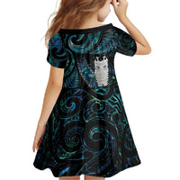 New Zealand Aotearoa Family Matching Long Sleeve Bodycon Dress and Hawaiian Shirt Maori Tane Te Waiora Paua Shell Glitter Turquoise LT05 - Polynesian Pride