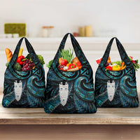 New Zealand Aotearoa Grocery Bag Maori Tane Te Waiora Paua Shell Glitter Turquoise