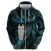 New Zealand Aotearoa Hoodie Maori Tane Te Waiora Paua Shell Glitter Turquoise