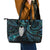 New Zealand Aotearoa Leather Tote Bag Maori Tane Te Waiora Paua Shell Glitter Turquoise