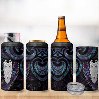 New Zealand Aotearoa 4 in 1 Can Cooler Tumbler Maori Tane Te Waiora Paua Shell Glitter Purple