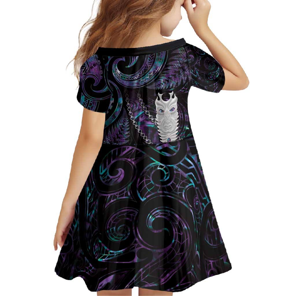 New Zealand Aotearoa Family Matching Long Sleeve Bodycon Dress and Hawaiian Shirt Maori Tane Te Waiora Paua Shell Glitter Purple LT05 - Polynesian Pride