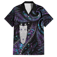 New Zealand Aotearoa Family Matching Long Sleeve Bodycon Dress and Hawaiian Shirt Maori Tane Te Waiora Paua Shell Glitter Purple LT05 Dad's Shirt - Short Sleeve Purple - Polynesian Pride