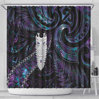 New Zealand Aotearoa Shower Curtain Maori Tane Te Waiora Paua Shell Glitter Purple