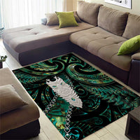 New Zealand Aotearoa Area Rug Maori Tane Te Waiora Paua Shell Glitter Green